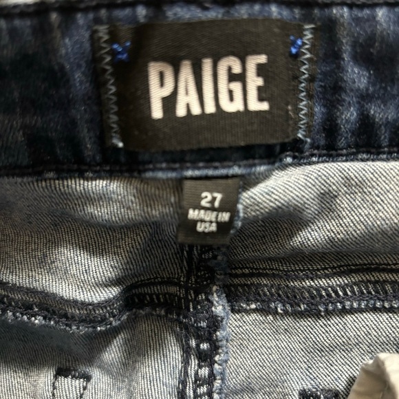 PAIGE Hoxton Straight Ankle Frayed Ruffle Hem Blue Denim Size 27 - Picture 7 of 7